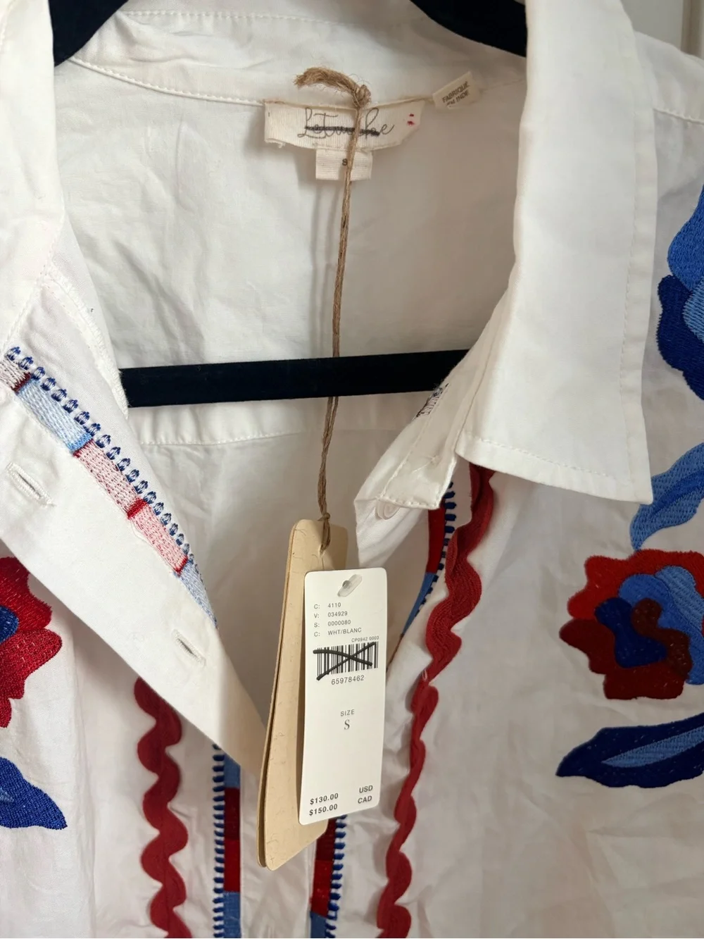 Anthropologie Let Me Be Floral Embroidered Button-down Small - Picture 4 of 6